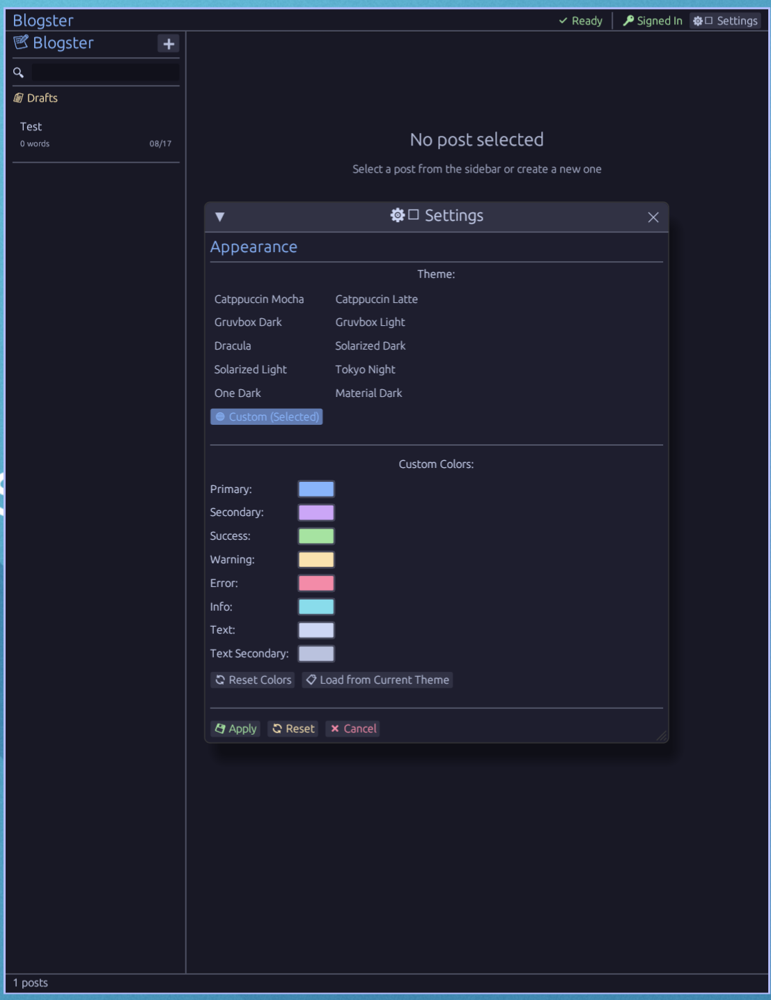 Blogster theming