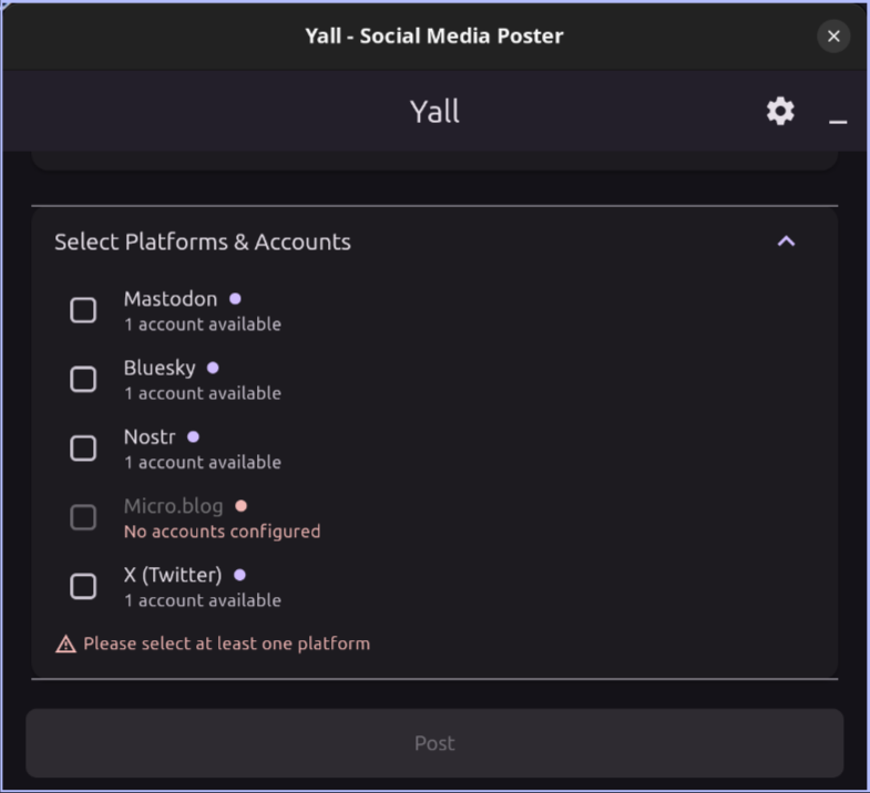 Account selection